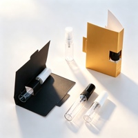 Flacon de parfum miniature avec logo personnalisé, flacon de parfum d'essai avec carte en papier pliable, flacon de parfum d'essai avec carte en papier noir mat