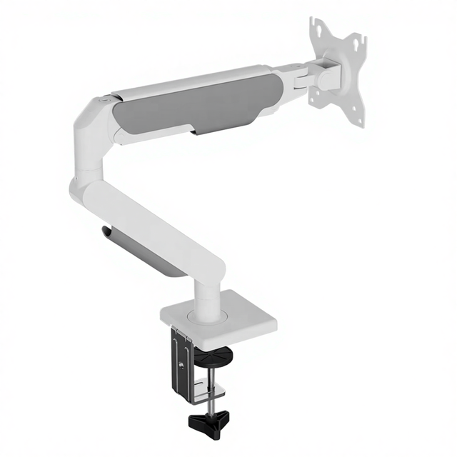 Heavy Duty Aluminum Alloy Gas Spring Monitor Arm Stand Desktop Mount LCD 17"-32" USB 9KG Load Capacity 45 Tilt White Ergomy