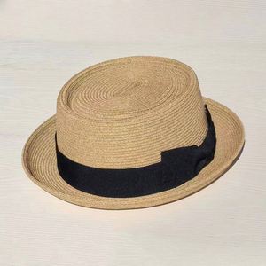 Summer Beach Fashion Trendy Paper Straw Pork Pie Boater <b>Hat</b> Outdoor British Sunshade Straw <b>Hat</b> Sunshade Breathable Sun <b>Hat</b> - Product Image 5