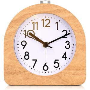 Sveglia Analogica in Legno Personalizzata - <span class=keywords><strong>Orologio</strong></span> Semirotondo a Batteria Silenzioso <span class=keywords><strong>con</strong></span> Pulsante Snooze e Luce - Product Image 2