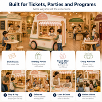 Playhouse Commercial Mobile Food Truck House Service Window Counter TUV Tested Mall Kids Zone Role Area