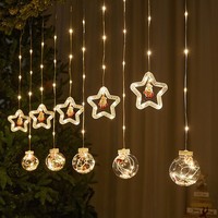 Guirlandes lumineuses LED de Noël en forme de boule, décoratives, avec Père Noël et bonhomme de neige, pour fenêtre, maison et fête