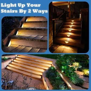 Lampe d'escalier solaire et à piles 24 LED étanche IP65 avec batterie au lithium pour éclairage extérieur de jardin, <span class=keywords><strong>terrasse</strong></span>, allée et patio - Product Image 3