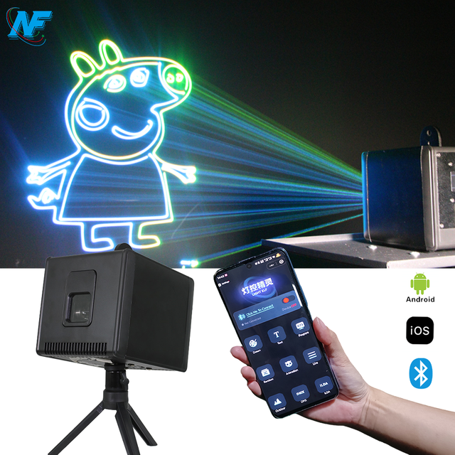 Mini Lasercube Battery Powered APP Wireless Remote Control 5W RGB Animaiton Laser Light