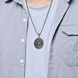 Collar con Colgante de Joyería de Moda de Acero Inoxidable, Estilo Hip Hop Vintage, Geometría Egipcia, Ojo, Impermeable, para Hombre y Mujer, Venta al por Mayor <span class=keywords><strong>2026</strong></span> - Product Image 4