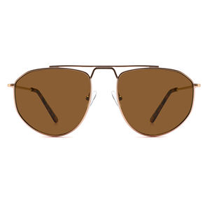 Venta al por mayor de gafas de sol cuadradas de metal unisex nueva lente de gradiente gafas de piloto para hombres mujeres oro marrón único gafas de sol de moda - Product Image 3
