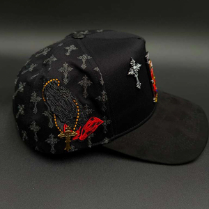 Cappello Trucker in Rete Ventilata Nera con <span class=keywords><strong>Logo</strong></span> Personalizzato Ricamato, Stile Gotico Streetwear, ODM OEM, Gorras San Judas Tadeo, Cappelli Chava - Product Image 1