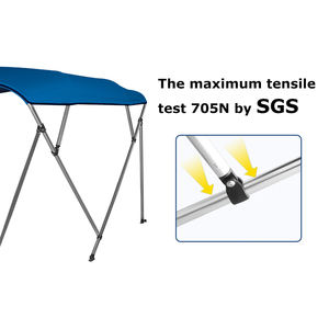 HOMFUL 8'x91-96 "x 54" Tissu 600D 4 Bow Bimini Top Aluminium Tube Rond Auvent de Bateau pour Bateaux - Product Image 5