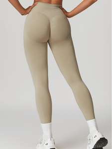 Personnalisable Qualité Supérieure Grande Taille Nylon Spandex Sport Taille Haute Solide Sans Couture <span class=keywords><strong>Fille</strong></span> Yoga Leggings Pantalon pour Femmes - Product Image 2