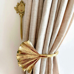 Antique Gold Shell <b>Curtain</b> Holdback Decorative Window Hardware Traditional Style Metal <b>Hook</b> <b>with</b> Floral Design - Product Image 1