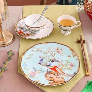 Bán Buôn Tùy Chỉnh Cổ Điển Retro Động Vật Màu Xanh Xương Trung Quốc Dùng Một Lần Bộ Đồ Ăn Chịu Nhiệt Độ Cao - Product Image 4