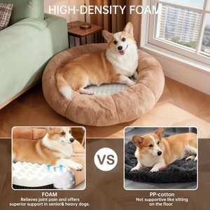 Cama Ortopédica Tipo Donut para Perros y Gatos, Base Antideslizante, Material <span class=keywords><strong>de</strong></span> Poliéster, Lavable a Máquina, Funda Extraíble, Felpa Corta - Product Image 3