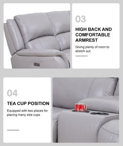 MANWAH चीयर्स फैक्टरी Wholesales के लिए असली लेदर ग्रे आरामदायक बिजली झुकनेवाला अनुभागीय सोफे कमरे में रहने वाले - Product Image 5