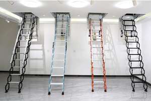 Escalera retráctil manual <span class=keywords><strong>para</strong></span> ático, montada en la pared, <span class=keywords><strong>para</strong></span> uso en interiores/exteriores de apartamentos modernos, con capacidad de carga de 500 kg. - Product Image 5