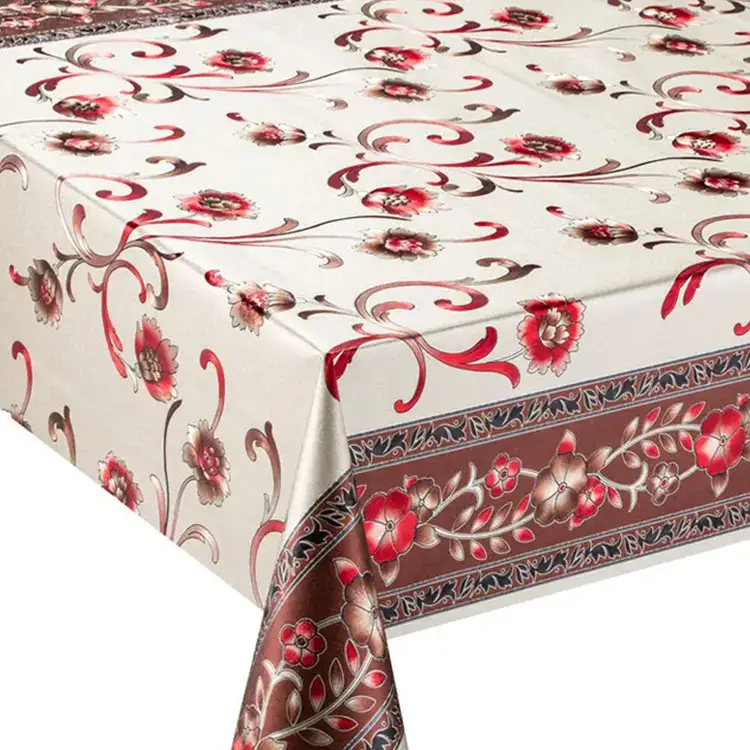 China Factory Custom PVC Table Covers For Promotional Event Embossed Delicate Floral Tablecloth