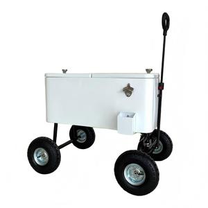 Enfriador <span class=keywords><strong>de</strong></span> Bebidas Metálico Vintage Tipo Carrito, Cubo <span class=keywords><strong>de</strong></span> Hielo <span class=keywords><strong>de</strong></span> Doble Capa, Enfriador <span class=keywords><strong>de</strong></span> <span class=keywords><strong>Cerveza</strong></span> <span class=keywords><strong>de</strong></span> Plástico con Ruedas - Product Image 1