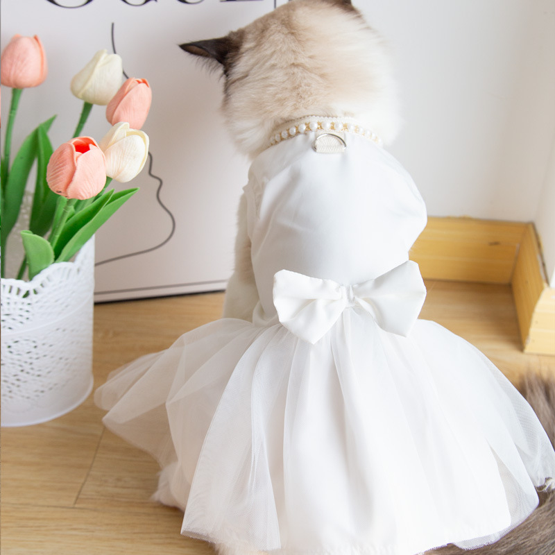 2025 New White Princess Dog Wedding Dress High Quality Elegant Pet Dresses  for Party Pearl Collar| Alibaba.com