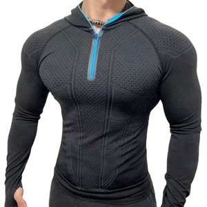 Camiseta Deportiva Clásica Onyx 5.0 con Rayas de Superhéroe, de Secado Rápido, Ajustada, con Capucha y Cremallera, de Manga Larga, para Hombre, Otoño-Invierno, ODM, Poliéster - Product Image 2