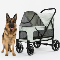 Poussette pour grand chien 360 °   Roue avant universelle avec ressort amortisseur, frein arrière à dégagement rapide, pliage en un clic