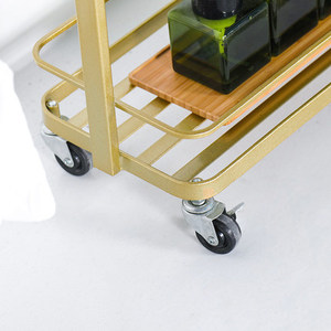 Carro de almacenamiento de 3 niveles <span class=keywords><strong>con</strong></span> ruedas y 2 frenos, metálico y dorado, Moderno - Product Image 5