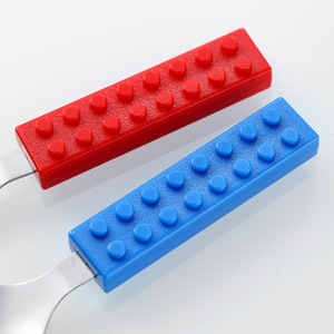 Sáng Tạo Thép Không Gỉ Trẻ Em Của Bộ Đồ Ăn Đặt Phim Hoạt Hình Di Động Xây Dựng Khối Xử Lý <span class=keywords><strong>Flatware</strong></span> Spliceable Dao Muỗng Nĩa - Product Image 4