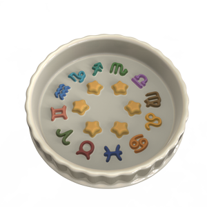 Platos de Cerámica de Alta Gama con Diseño Personalizado de los Doce Signos del Zodiaco y las Estrellas, Plato de Cerámica Bajo para Perros Pequeños y Medianos - Product Image 3