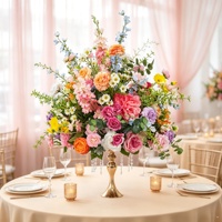 Op maat gemaakte blauwroze kunstbloemenballen tafeldecoratie bruiloft feestdecoratie zijden rozen hortensia grote bloemenbal