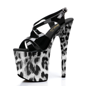 Sandalias de Plataforma con Estampado de Leopardo para Pole Dance, 20cm 8 Pulgadas, Punta Abierta, Tacón Delgado, para Club Nocturno, Modelo <span class=keywords><strong>Pasarela</strong></span>, Calzado para Espectáculos - Product Image 4