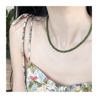 Nouveau Style chinois en acier inoxydable Yuanbao fermoir vert calcédoine collier de perles chaîne en bambou-bijoux en jaspe coloré pour les femmes