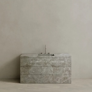Tiroirs <span class=keywords><strong>de</strong></span> rangement compacts à un évier en marbre blanc Calacatta autoportants minimalistes pour salles <span class=keywords><strong>de</strong></span> bains d'appartements scandinaves - Product Image 6