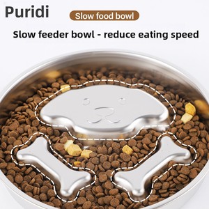 Tigela Redonda de Aço Inoxidável para Alimentação Lenta e Anti-Engasgo para Cães, Uso Externo e em Viagens, para Água e Comida - Product Image 1