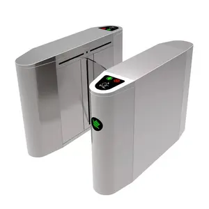 Subway Entrance Tempered Glass Security Qr Code Reader Ticket system DC motor speed gate flap barrier