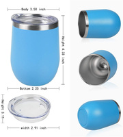 Vaso Térmico de Acero Inoxidable de Doble Pared con Forma de Huevo, 12 oz, Color Negro con Recubrimiento en Polvo Ecológico, Personalizado, Moderno