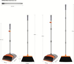 Juego de Escoba y Recogedor Mágico Multifuncional, Palo de Escoba de Acero Inoxidable, Cabezal de PET para Limpieza de Mascotas y Baños - Product Image 4