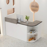 Nouveau design, luxe, pas cher, sur mesure, moderne, comptoir de réception de salon de beauté en bois blanc, petit devant