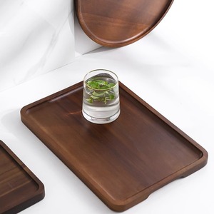 Acacia Wood Serving <b>Tray</b> Set Rectangle And Round For Tea Coffee Hotel Use - Product Image 3