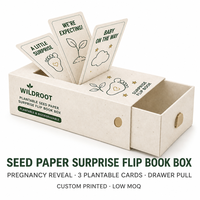 Boîte tiroir surprise personnalisée en papier semence plantable pour révélation de grossesse et annonce de naissance, avec étiquette en bois, faible MOQ