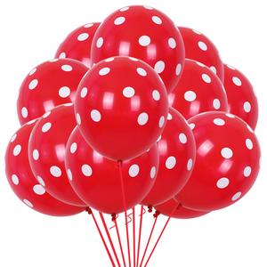 100 Globos Rojos y Blancos con Puntos de 12 Pulgadas, Globos Grandes de Látex con Puntos para Fiestas, Globos de Fresa y Ratón, Decoración para Bodas y Cumpleaños - Product Image 1