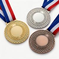 Trophée personnalisé en métal avec gaufrage, coupe à picots géométriques, médailles de sport et de course avec ruban pour événements