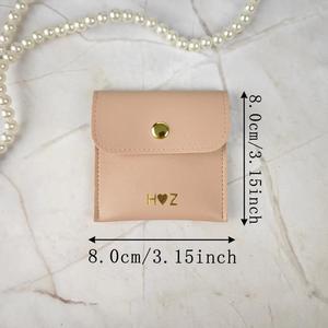 Custom logo Luxury Portable PU Leather Snap Button Jewelry Bag Gifts Packaging Jewelry Pouch Earrings <b>Ring</b> Bracelet Pouch - Product Image 2