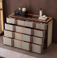 Console de Rangement Luxe Italienne à Huit Compartiments, Table à Bijoux Moderne Haut de Gamme en Cuir Écologique et Durable pour Chambre et Salon