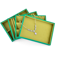 Jinsky usine bijoux plateau citron vert velours bijoux présentoir plateaux anneau boucle d'oreille plateau avec couvercle transparent