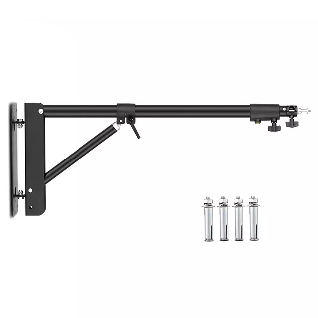 Wall Camera Mount With Triangle Base Adjustable Boom Arm up to 6ft for Photography Studio Video Flash Ring Light Softbox