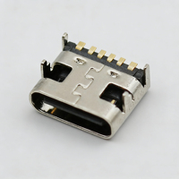 Connecteur femelle SMT Type C 6 broches FDX0169A1 sans ressort, longueur 6,80 mm, courant nominal 3A, résistant aux hautes températures, boîtier en acier inoxydable