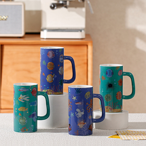 Tazas de Cerámica de 14 oz con Diseños Nuevos de Fábrica, Taza de Porcelana con Patrón del Mundo Animal Marino para Cerveza, Té o Agua, Apta para Lavavajillas - Product Image 2