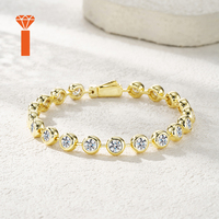Bracelet Tennis à Bulles en Argent Sterling 925 Plaqué Or Unisexe 5mm Coupe Brillante 0.5ct Minimaliste Élégant Moissanite Luxe