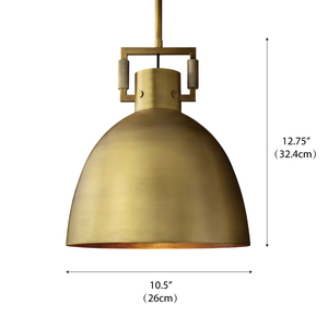 Luminaire suspendu de style mécanicien industriel, en <span class=keywords><strong>laiton</strong></span> <span class=keywords><strong>brossé</strong></span>, abat-jour en métal en forme de dôme, luminaire mécanique, cloche en métal pour mécanicien, luminaire suspendu - Product Image 5