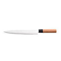 Couteau à sashimi à lame longue de 10 pouces, couteau de chef Santoku de style japonais 3CR14, ensemble de 3 pièces avec manche rond en bois de hêtre