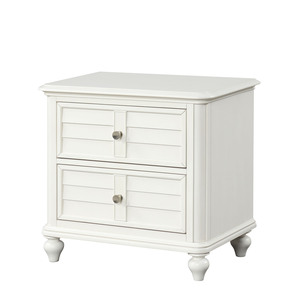 Table de chevet de style côtier avec tiroirs à queue de pie, finition blanc antique, meubles de chambre à coucher - Product Image 2