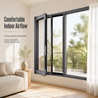 Fenêtre à battant en alliage d'aluminium à cadre fin, design français, avec isolation thermique et moustiquaire pour projets résidentiels modernes